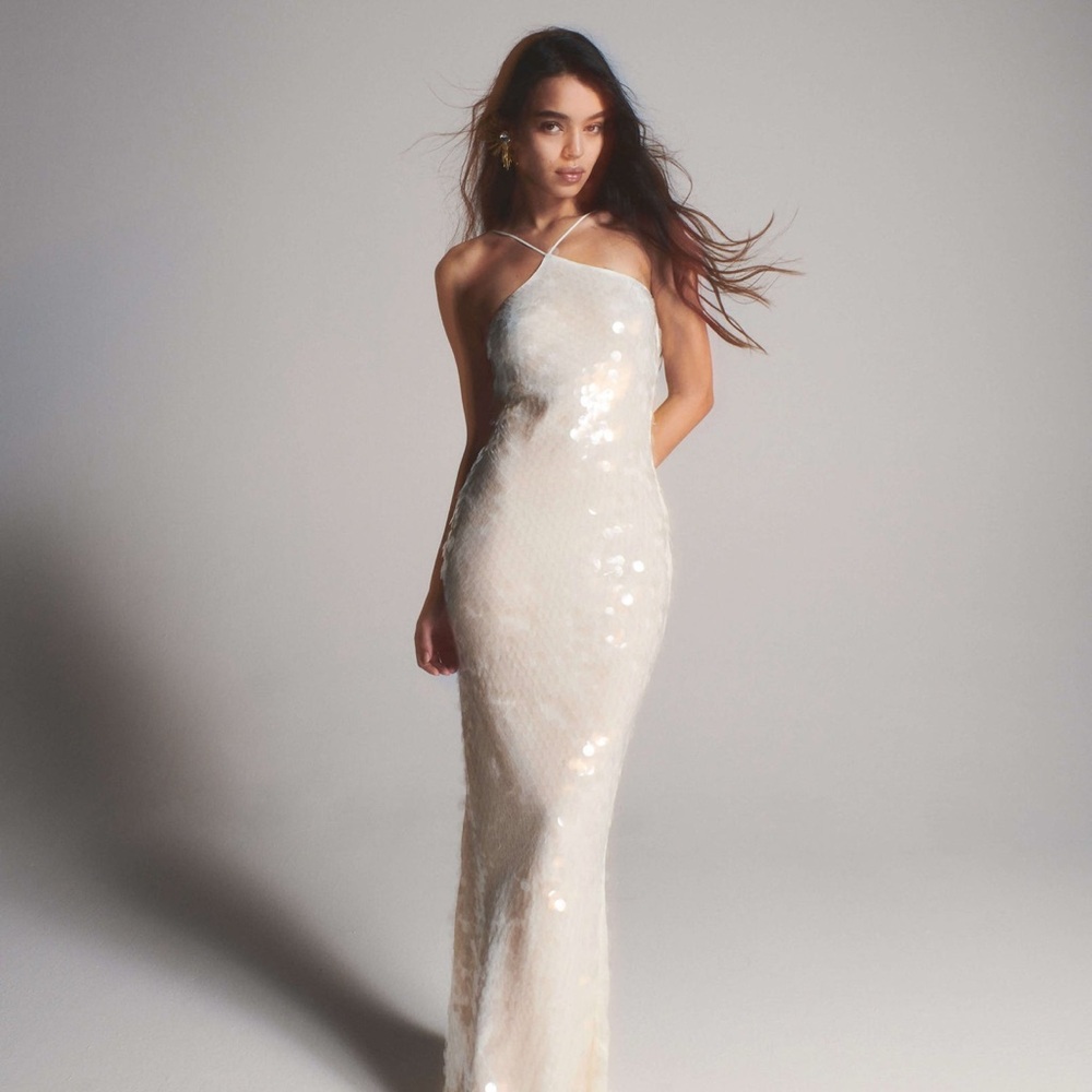 Rat & Boa Cream Sequin Maxi Dress